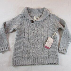 Cotton Rye Youth Boy's MED Long Sleeve Pullover Cable Knit Sweater - Gray